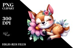 Colorful Watercolor Small Deer | Sublimation | Clipart Product Image 1