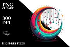 Vibrant Half Moon with Sunflowers PNG Product Image 2