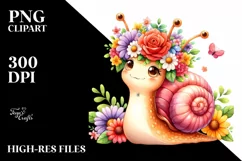 Watercolor Snail Flower Crown | Clipart Product Image 3