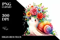 Watercolor Snail Flower Crown | Clipart Product Image 3
