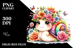 Watercolor Snail Flower Crown | Clipart Product Image 1