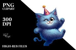 Silly Cartoon Cat with Party Hat PNG Product Image 2