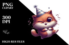 Excited Cat with Party Hat, Vector Art Product Image 2