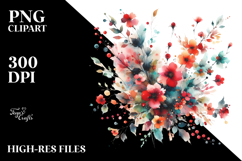 Colorful Abstract with Red Flowers, Transparent PNG Product Image 2