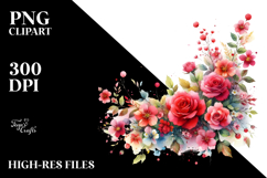 Colorfull Red Roses White Background Clipart Product Image 2