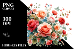 Colorfull Red Roses White Background Clipart Product Image 2