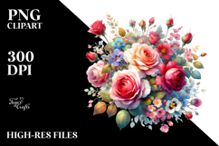 Colorfull Red Roses White Background Clipart Product Image 2