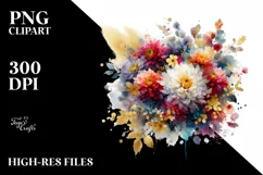 Colorful Bouquet Gold Foil Chrysanthemum | Sublimation Product Image 3