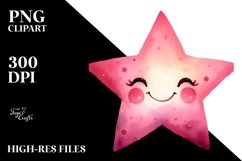 Simple Pinkish Smiling Star PNG Product Image 2