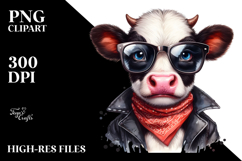 Funny Baby Cow with Sunglasses PNG Product Image 2