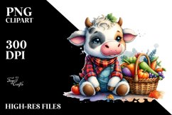 Baby Cow with Autumn Vegetables | Sublimation | Clipart Product Image 1