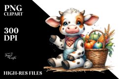 Baby Cow with Autumn Vegetables | Sublimation | Clipart Product Image 3