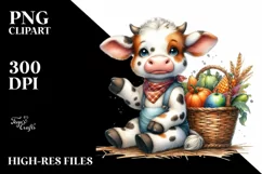 Baby Cow with Autumn Vegetables | Sublimation | Clipart Product Image 3