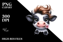 Baby Cow with Flower in Mouth PNG Product Image 2