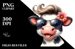 Baby Cow with Flower in Mouth PNG Product Image 2