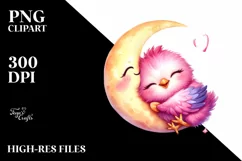 Cuddling Moon Baby Chicken PNG Product Image 2