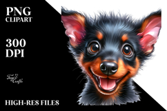 Baby Doberman Pinscher with Big Eyes PNG Product Image 2