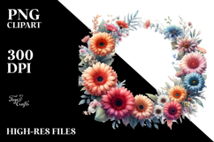 Colorful Gerbera Floral Frame, High-Res PNG Product Image 2