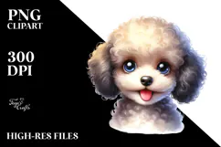Happy Baby Poodle Watercolor PNG Product Image 2