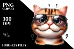 Cute Cat Portrait in Sunglasses Clipart Product Image 3