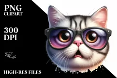 Cute Cat Portrait in Sunglasses Clipart Product Image 1