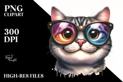 Cute Cat Portrait in Sunglasses Clipart Product Image 3
