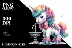 Colorful Unicorn with Pole, PNG Product Image 1