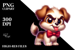Silly Cartoon Puppy with Bow Tie, Cartoony Vector Art Product Image 2