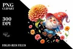 Colorful Gnome with Zinnia | Sublimation | Clipart Product Image 1
