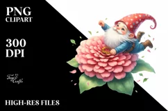 Colorful Gnome with Zinnia | Sublimation | Clipart Product Image 3