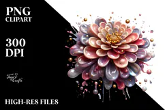 Abstract Zinnia Watercolor PNG Product Image 2