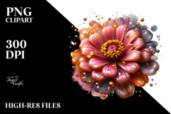 Glossy Zinnia Splash PNG Product Image 2