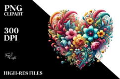 Floral Heart Digital Painting PNG Product Image 2