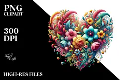 Floral Heart Digital Painting PNG Product Image 2