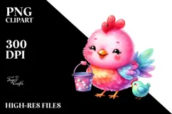 Colorful Baby Rooster on Bucket, PNG Product Image 2