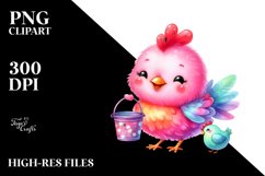 Colorful Baby Rooster on Bucket, PNG Product Image 2