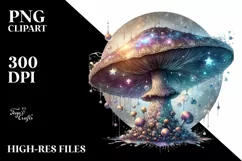 Shiny Mushroom Watercolor Splash PNG Product Image 1