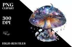Shiny Mushroom Watercolor Splash PNG Product Image 1