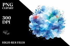 Colorful Blueis Watercolor Splash | Sublimation | Clipart Product Image 3