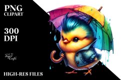 Quirky Bird with Umbrella PNG Product Image 1