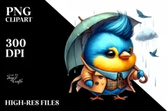 Cute Baby Bird Playing PNG Product Image 1