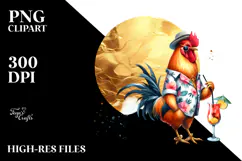 Stylish Chicken in Beachwear PNG Product Image 2