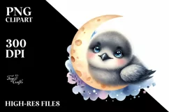 Cute Colorful Arctic Skua with Moon | Clipart Product Image 3