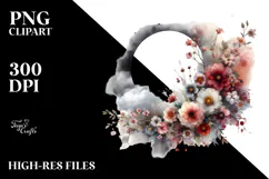 Grungy Flowers with Spring Petals, Transparent PNG Product Image 2