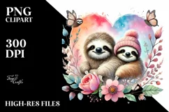 Cute Baby Sloth, Heart PNG Product Image 2