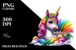 Colorful Unicorn with Rio Carnival, PNG Product Image 3