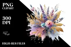 Colorful Bouquet Gold Foil Lavender | Sublimation Clipart Product Image 3