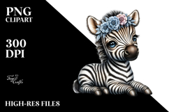 Digital Watercolor Adorned Baby Zebra PNG Product Image 2
