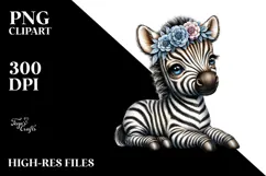 Digital Watercolor Adorned Baby Zebra PNG Product Image 2