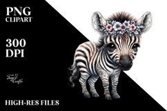 Digital Watercolor Adorned Baby Zebra PNG Product Image 2